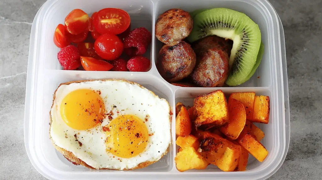 A selection of easy breakfast ideas ready for quick preparation.