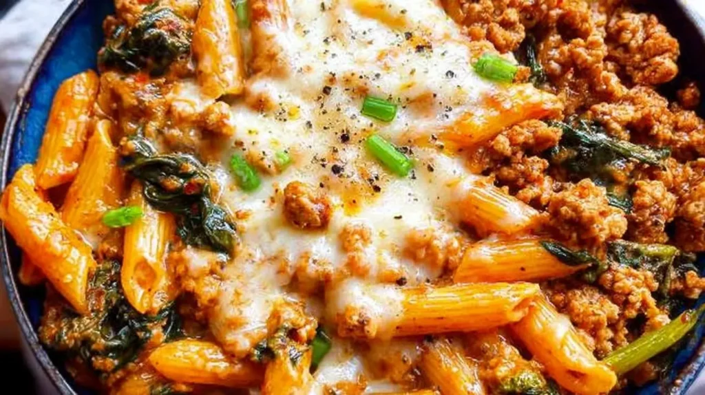 Healthy ground turkey meal served on a dinner plate.