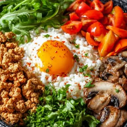 A protein-packed ground turkey plate with vibrant vegetables.