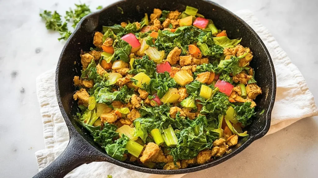 A quick lean turkey skillet cooked in a single pan