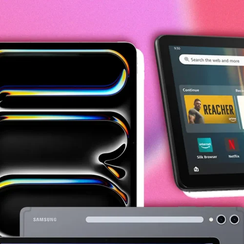 An open affordable tablet showing educational content, perfect for students.