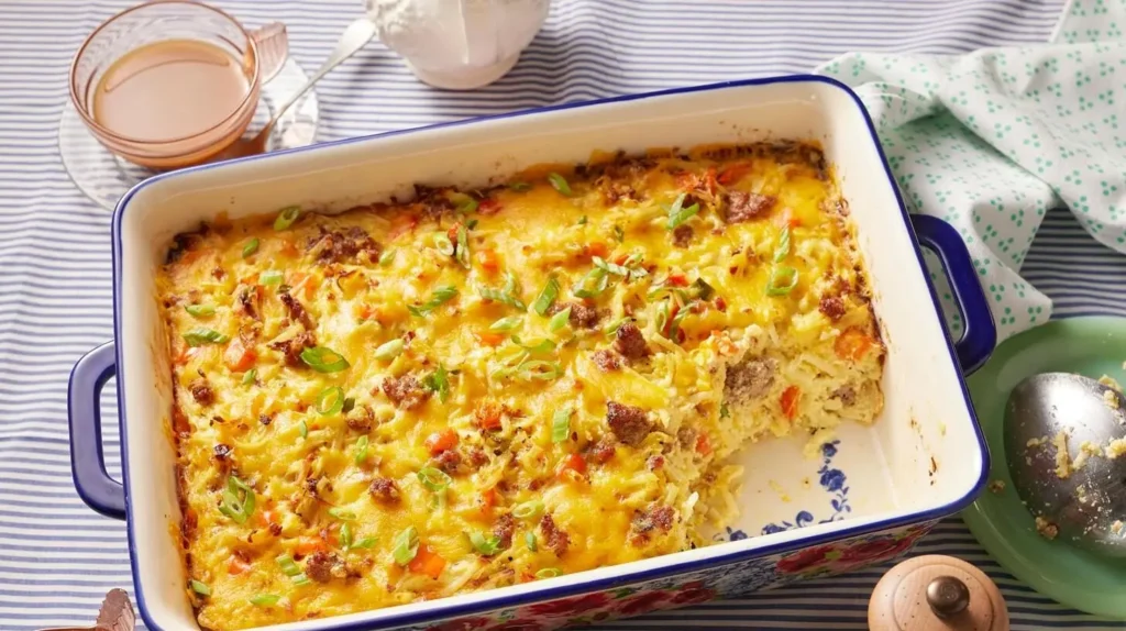 A delicious prep-ahead breakfast casserole, ready for mornings