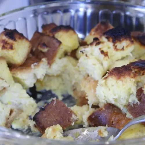 A freshly baked Weekend Brunch Breakfast Casserole in a baking dish, ready to serve.